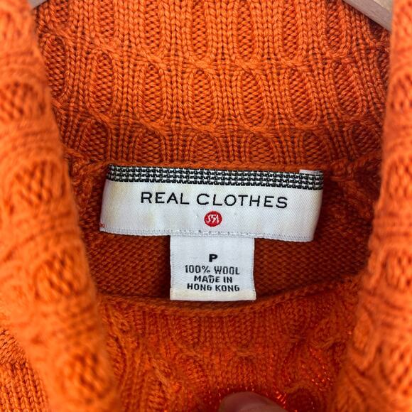 REAL CLOTHES Sweater Womens P Petite Wool Turtleneck SAKS FIFTH AVENUE Orange HK - Picture 5 of 13